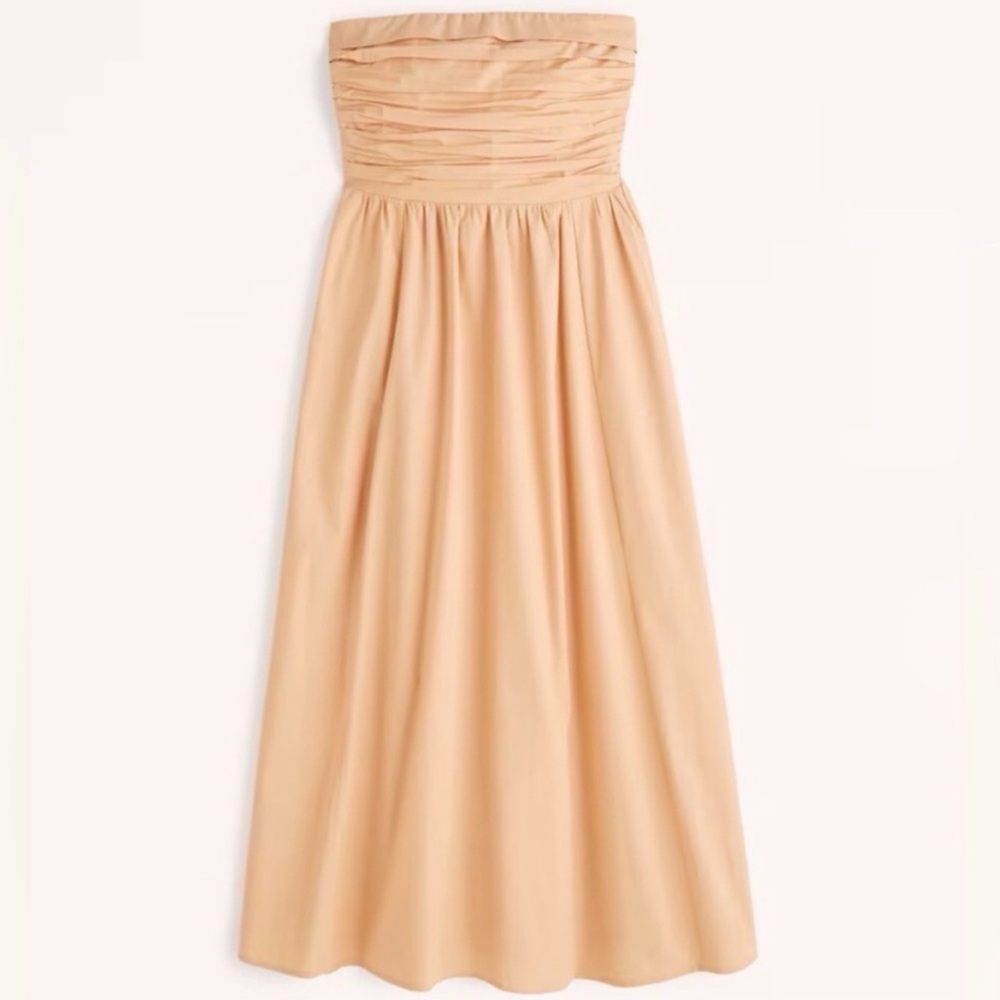 Abercrombie & Fitch Peach Emerson Strapless Midi Dress